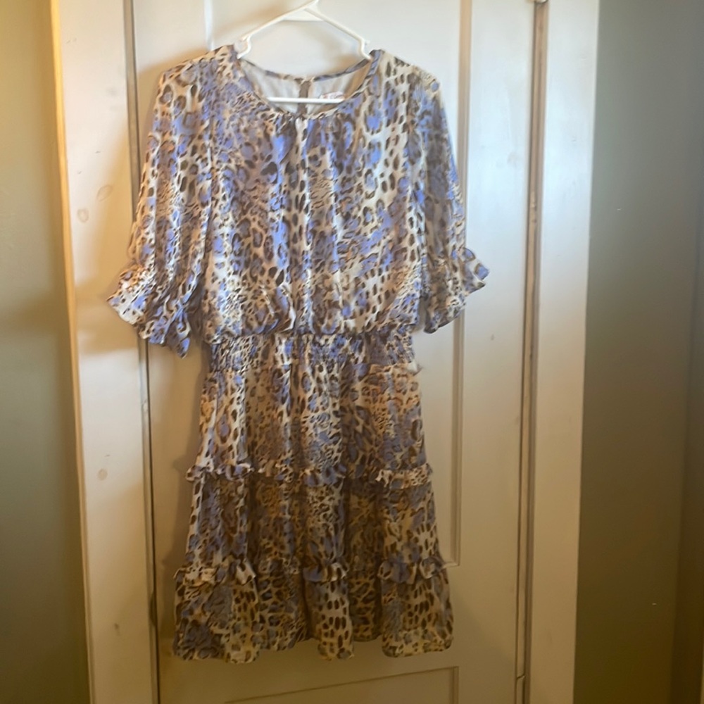 Animal print tiered dress